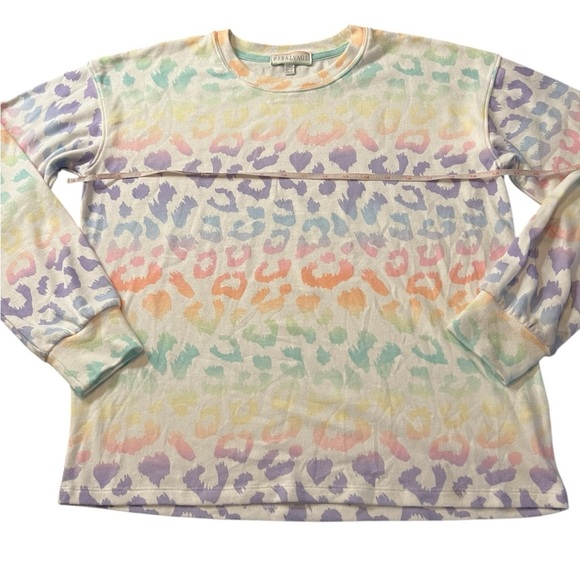 P.J. Salvage Colorful Leopard Pattern Long Sleeve Pajama Top Size Small NWT - Picture 3 of 9